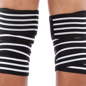 Wholesale Factory OEM Powerlifting <b>Knee</b> Wraps Sport Protection High Elastic Heavy Duty Custom Logo for Weightlifting Cross - Product Image 4