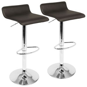 Juego de 2 taburetes de bar ajustables de piel sintética marrón Ale Contemporary - Product Image 1