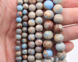 Cuentas redondas de jaspe imperial azul natural, cuentas sueltas de piedras preciosas lisas para la fabricación de joyería, suministro al por mayor. - Product Image 4