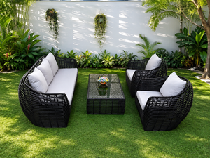 Custom Outdoor Patio Furniture PE <b>Rattan</b> <b>Sofa</b> Set Aluminum Frame Garden Conversation Set for Backyard Poolside Balcony Hotel - Product Image 1