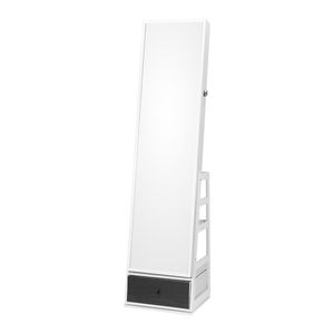 360 Degrees Swivel Lockable Jewelry Cabinet Full-Length Mirror Organizer Standing Storage Mirror Jewelry <b>Makeup</b> <b>Vanities</b> - Product Image 1