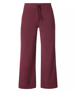 Pantalon de survêtement bordeaux haut de gamme pour femme avec bandes latérales contrastées, taille élastique à cordon de serrage, coupe droite et jambe large, style décontracté et sportif - Product Image 2