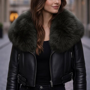 Chaqueta de invierno de cuero para mujer, hecha con cuero de primera calidad, cómoda, elegante y a la moda para la temporada fría. - Product Image 2