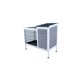กรงกระต่ายไม้สองชั้นในร่ม/กลางแจ้งพร้อมถาดพลาสติกกันรั่วสีเทา-สำหรับสัตว์เล็กและรันเวย์ - Product Image 5