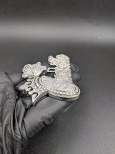 Pendentif Lettre Personnalisée Iced Out, Plaque Nominative Couronnée, Breloque Hip Hop, Collier Pendentif Argenté, Cadeau - Product Image 5