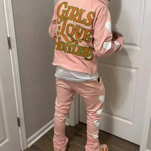 ชุดวอร์มผู้ชาย 2 ชิ้น เสื้อฮู้ด กางเกงขายาวรูดเชือก ล้างสีแบบแอซิด น้ำหนักเบา ชุดกีฬา สำหรับฤดูใบไม้ร่วง - Product Image 3