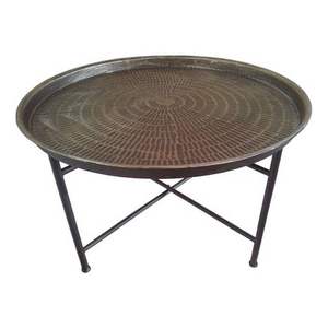 Best Arrival Elegant Golden Round Metal Accent Coffee <b>Table</b> <b>Space</b>-<b>Saving</b> Decorative <b>Table</b> for Living Room - Product Image 5