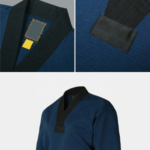Dobok d'arts martiaux traditionnel blanc uni à col en V, en tissu lisse, avec ceinture, pour l'entraînement - Nouveauté - Product Image 4