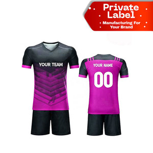 Bespoke Team Design Volleyball Uniform Custom Sublimation Jersey Kit Factory OEM Custom Volleyball Uniform Striped Red <b>Black</b> - Product Image 1