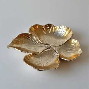 Round Gold Metal Divided Serving Tray Multi Compartment Dried Fruit Snack <b>Platter</b> Skies Trader - Product Image 3