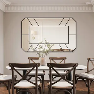 Geometric Wall Mirror Art Deco Style Abstract Design Glass <b>Frame</b> Home Decor Living Room Wall Hanging - Product Image 1