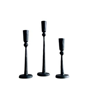 Juego decorativo de 2 portavelas de hierro con acabado en polvo negro para decoración, iluminación y organización de pasillos. - Product Image 2