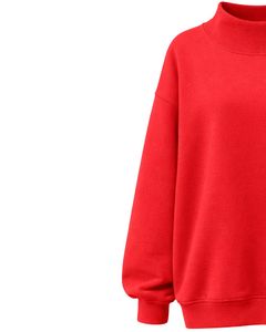 Sweat-shirt polaire rouge personnalisé pour femme, col montant, coupe ample, décontracté, chaud pour l'hiver, en coton et polyester, haut tendance - Product Image 3