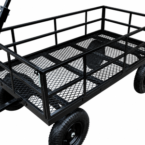 1500lb Load Garden Trolley Metal <b>Frame</b> with Removable Mesh Sides, Wagon 16" Pneumatic Tires Perfect For Garden, Garage ODGGAD014 - Product Image 3
