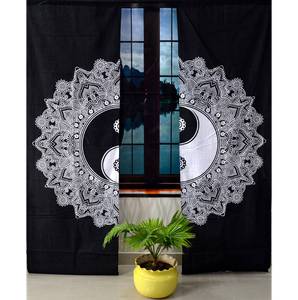 Rideau mural style bohème Yin Yang à motifs floraux, en coton, pour porte et fenêtre, draperie, cantonnière, décoration intérieure par Indian Consigners - Product Image 5