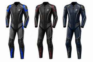 Combinaison de moto en cuir une pièce Performance Road |   Noir Gris Bleu |   Fabricant OEM ODM |   Qualité de conception haut de gamme |   Course automobile - Product Image 5