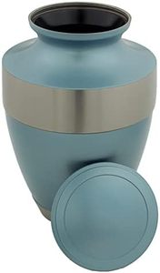 Elegant Cremation Urn with Silver Band for Human Ashes <b>Memorial</b> <b>Keepsake</b> Funeral Urn - Product Image 2