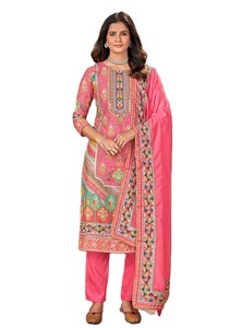Conjunto de Salwar Kameez de Muselina de 3 Piezas Listo para Usar, Anarkali Kurta Pant, Vestido Largo Tradicional Diwali con Estampados Florales Vibrantes de Poliéster - Product Image 1