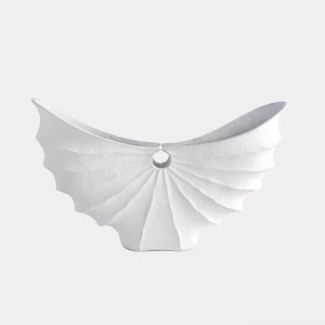 Nouvel Arrivage – Bol décoratif à bord ondulé blanc 16x12x5 pouces - Product Image 3