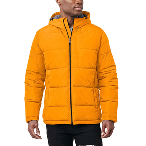 <b>Men's</b> Hooded <b>Jacket</b> Winter Casual Windproof Polyester Wadding Zipper Solid Color Regular Fit - Product Image 2