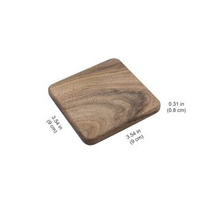 Posavasos de madera para vasos, tazas o velas. Con revestimiento natural impermeable. Madera maciza de nogal o roble, diseño cuadrado. Se - Product Image 5