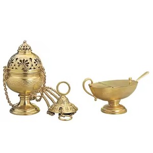 Silver Finish Brass Thurible Decorative Style Brass Thurible Ideal <b>For</b> Prayer Ceremony Censer And Aromatic Incense <b>Burner</b> - Product Image 3