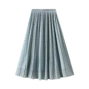 Chiffon <b>Skirts</b> Women's Chiffon Pleated Midi <b>Skirt</b> <b>Elastic</b> Waist Polka Dot Sheer <b>Skirt</b> Long Flowy Summer <b>Skirt</b> - Product Image 5