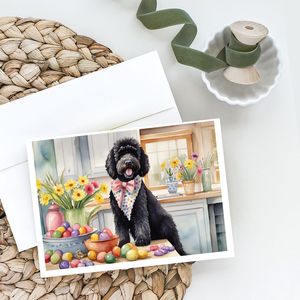 Whimsical Portuguese Water Dog Easter Decoraciones Pack 8 Tarjetas de notas A7 en blanco con sobres Tarjetas de felicitación de tamaño 5x7 - Product Image 2