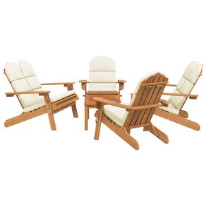 Ensemble de salon de jardin blanc crème avec bois naturel pour l'aménagement extérieur - Product Image 3