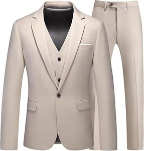 Custom Quality Slim-Fit Single Breasted <b>Blazer</b> <b>Set</b> 2 Pieces 100% Polyester Single Buckle Fashion Wedding Groom Men's Formal Suit - Product Image 4