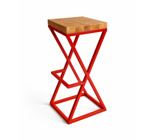 Tabouret de bar robuste en bois massif d'acacia rouge vintage, design traditionnel polyvalent pour cuisine, salle à manger, salon, centre commercial, école - Product Image 5