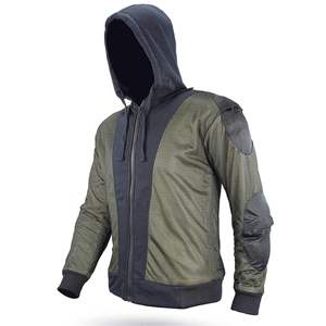 Sudadera con capucha y cremallera para hombre, estilo motociclista, forro polar, chaqueta de motociclista ligera, con armadura de seguridad, impermeable, para carreras, talla grande - Product Image 4
