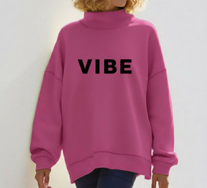 Sudadera de cuello alto de felpa oversize con hombros caídos y logotipo bordado personalizado para mujer, estilo French Terry, ideal para invierno. - Product Image 6