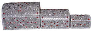 Elegant Silver Embroidered <b>Beaded</b> Metal Storage Trunk Red Stone Work Decorative Organizer Box Home Dcor INDIA LAC BOXES/DECO - Product Image 2