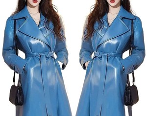 Vestes en cuir véritable tendance pour femmes, manteaux longs en peau de mouton personnalisés, design élégant, manteaux en cuir de vachette - Product Image 1