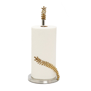 Luxury Stainless Steel <b>Paper</b> Towel Holder With Gold Brass Leaf Design Elegant Countertop <b>Kitchen</b> Roll Stand For Home Decor - Product Image 1