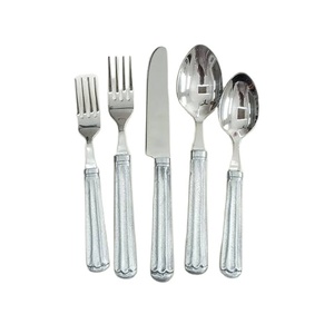 Personnalisé 5 pièces ensemble de couverts en métal plaqué argent mariage maison vaisselle de table couverts miroir polonais poignée en acier - Product Image 1