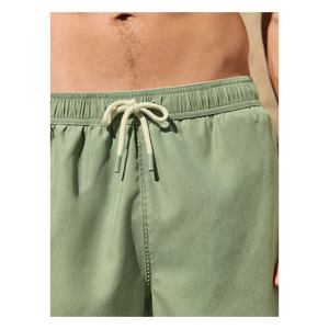 Men's Green Solid Beach Shorts Mid Waist Zipper Fly Breathable Digital Printing Embroidered Logo Left Leg Woven Polyester - Product Image 5