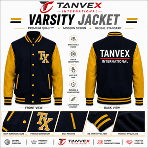 เสื้อแจ็คเก็ตวาร์ซิตี้ผู้ชาย TANVEX ผ้าวูลผสม ปักโลโก้ TX ติดกระดุมแป๊กด้านหน้า ดีไซน์รักษ์โลก สไตล์สตรีทแวร์ เหมาะสำหรับฤดูหนาว - Product Image 5