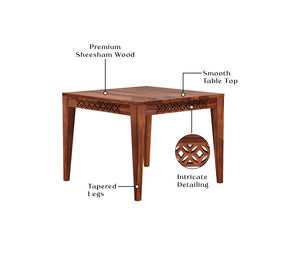 Ensemble de table à manger en bois de Sheesham de qualité supérieure, design aux détails complexes, 1 table + 2 chaises + 1 banc, meubles en bois massif - Product Image 1