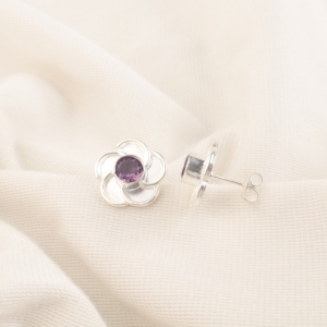 Rajasthani Style Designer 925 Sterling Silver <b>Earring</b> <b>Amethyst</b> Gemstone Work Jewellery For Women And Girls Wear <b>Earrings</b> - Product Image 3