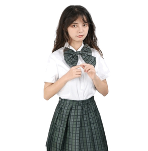 Fashion Anime Cosplay School Uniform Women Brown Jacket Blue Skirt Outfit Set - Product Image 3
