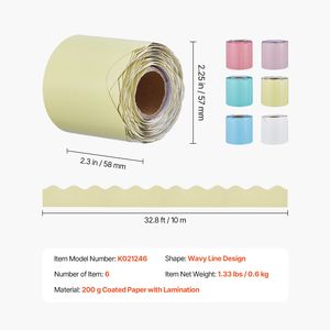 Bordi in Tessuto Boho a Forma di Conchiglia per Bacheca, 6 Rotoli da 10 Metri, Design a Linea Ondulata - Product Image 6