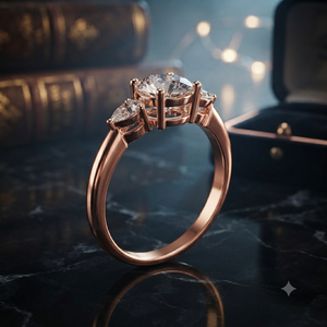 Rose Gold Round Cut Three Stone Diamond Engagement <b>Ring</b> for Women Classic Solitaire Promise Wedding <b>Ring</b> - Product Image 1