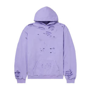 เสื้อฮู้ดดี้ผู้ชายสไตล์วินเทจ ผ้าฝ้ายฟลีซขาดๆ แบบดิสเทรส - Product Image 2