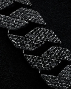 Collar de Plata S925 con Baño de Rodio Negro y Moissanita, Diseño Geométrico de Cadena de Eslabones, Unisex, Estilo Hiphop, para Uso Diario - Product Image 3
