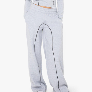 Men's Gray Sweatpants <b>Elastic</b> <b>Waist</b> Side Stripe Casual Jogger Pants Breathable Knitted Cotton Autumn Wear - Product Image 1