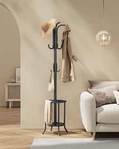 Perchero metálico minimalista con soporte para paraguas y ganchos para almacenamiento en la entrada - Product Image 6