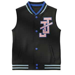 Chaleco Varsity para Mujer Jack and Jill, con Parches de Chenilla, Cierre de Broches, Sin Mangas, Estilo Casual Urbano, Prenda Exterior de Moda - Product Image 1