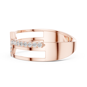 Anillo de banda dividida con diamantes geométricos cultivados en laboratorio, oro rosa de 18 quilates, chapado en rodio, de lujo, para boda, compromiso, regalo, uso diario en la oficina, para hombre - Product Image 3